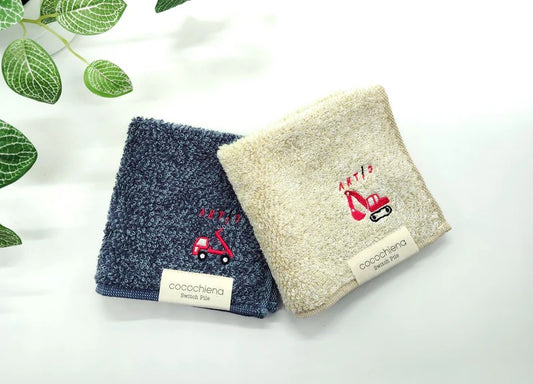 アクティオ 刺繍ミニタオルセット（アイボリー、ネイビーブルー）